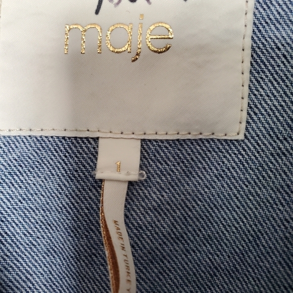 Maje Women's Blue Berio Layered Denim Jacket, Size 1/S US - Picture 8 of 15